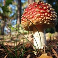 Close-up from the Amanita Muscaria mushroom in the woods Royalty Free Stock Photo